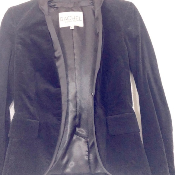 Rachel Roy black slim fit velvet luxe elegant blazer with satin lapel size 0 new - Picture 4 of 16
